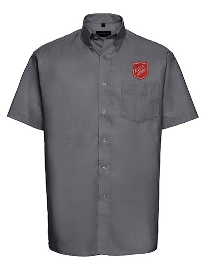 Herren Short Sleeve  Classic Oxford Shirt Farbe Silver