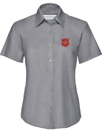 Damen Short Sleeve Classic Oxford Shirt Silver