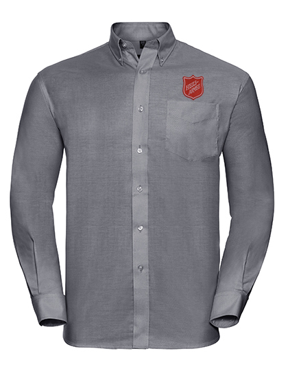 Herren Long Sleeve Classic Oxford Shirt Farbe silver